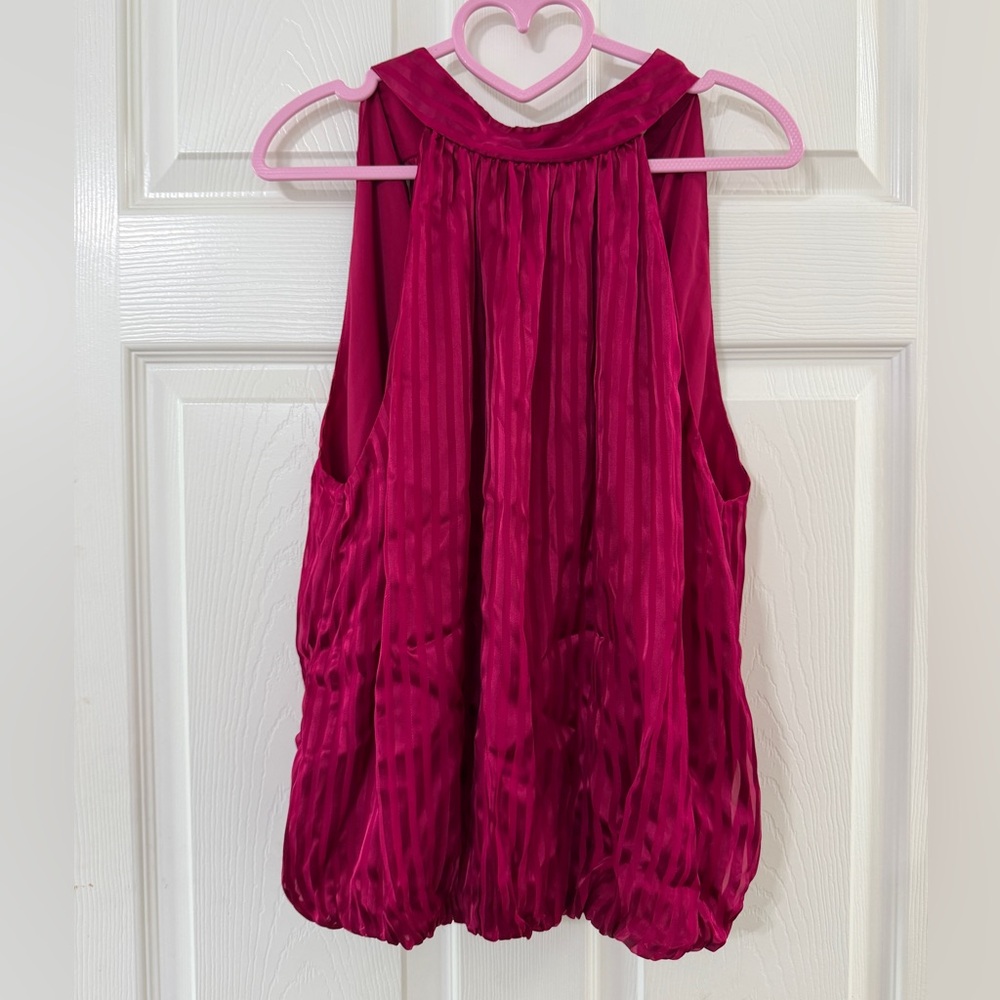 Alice + Olivia Magenta Pleated Halter Tank Top